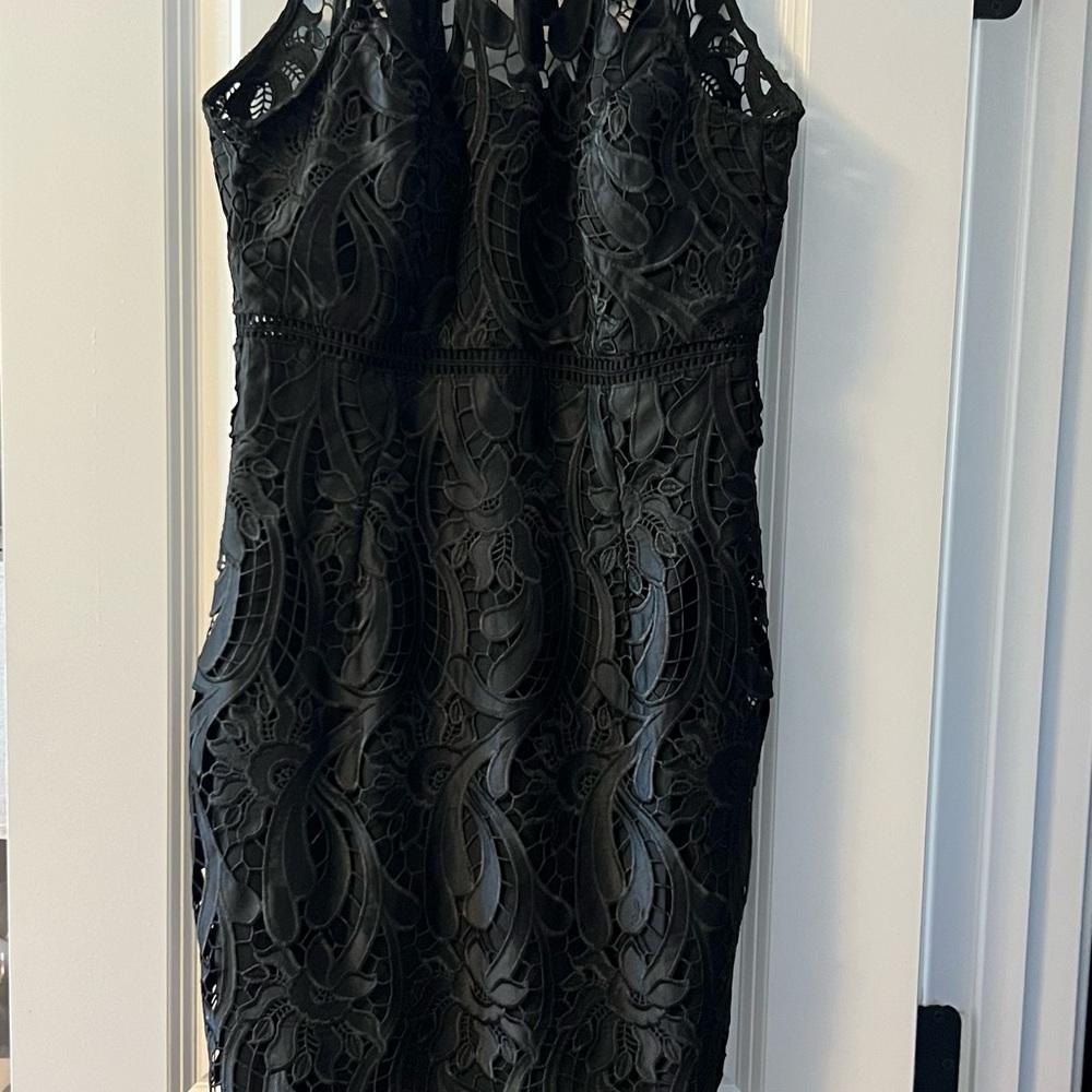 Bardot Black Lace Midi Dress